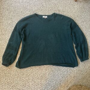 Knox Rose Women Sweater Plus Size XXL Teal Blue Knit Boho Textured Chenille Soft